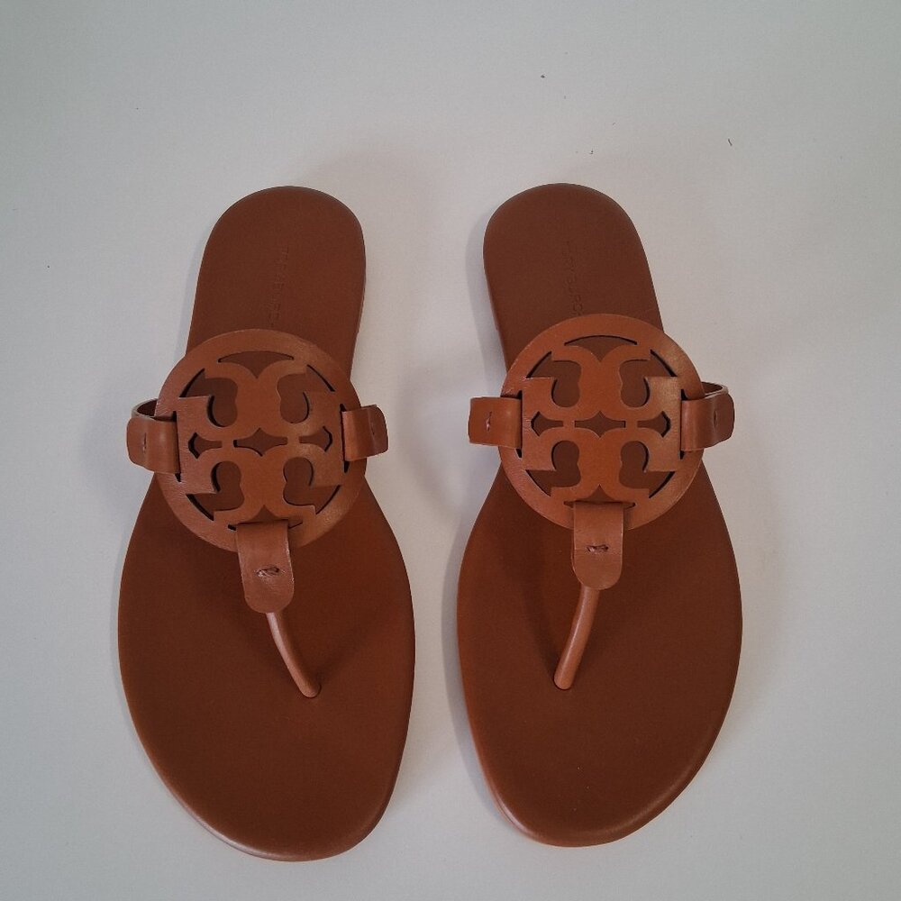 Tory Burch Miller Thong Sandals – Tan Leather – New